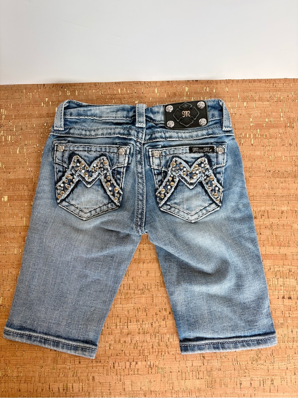 Miss Me Light Blue Rhinestone Embellished Denim Shorts